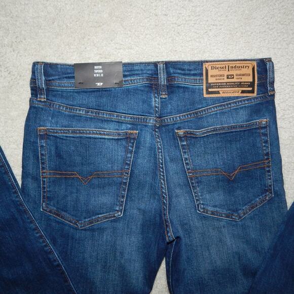 Diesel BUSTER Tapered Leg Dark Blue Faded Denim Trousers Jeans Men's 30 x 32 NWT - Picture 8 of 10